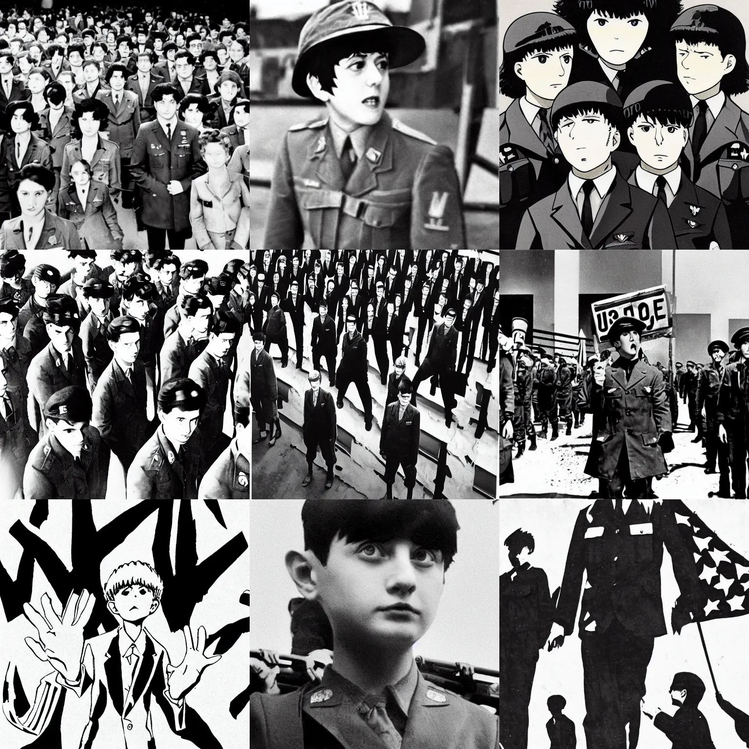 Prompt: Mob Psycho 100, WW2 photo