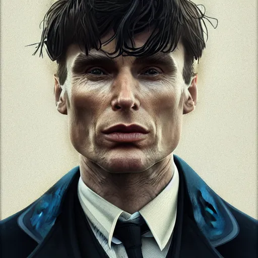 Image similar to a portrait of cillian murphy as tommy shelby, atlantis background, highly detailed, realistic face, digital art, epic, fantasy, in the style of Benjamin Bader, sharp, artstation
