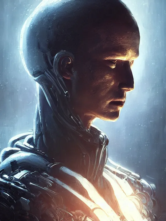 Prompt: portrait of a young male android from alien isolation, art by ryo shiotani and greg rutkowski, intricate, beautiful, cute, cinematic lighting, vintage art by serge ivanoff, high resolution, very detailed