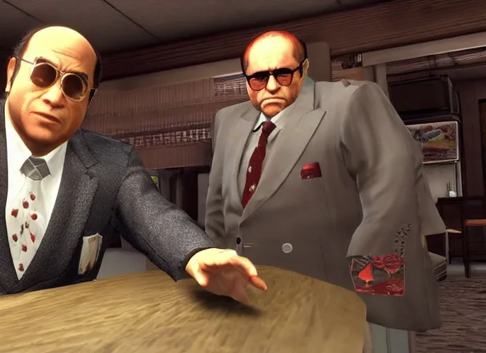 Image similar to video game still of danny devito in the video game yakuza zero,