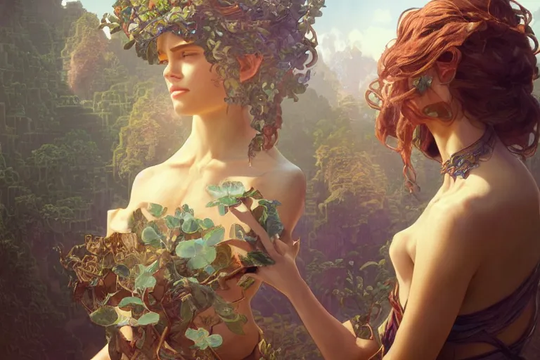 Image similar to a minecraft person, ultra realistic, concept art, intricate details, serious, highly detailed, photorealistic, octane render, 8 k, unreal engine. art by artgerm and greg rutkowski and alphonse mucha