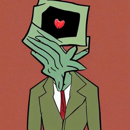 Prompt: eldritch lovecraftian secretary, eldritch, made of cardboard, cardboard cutout