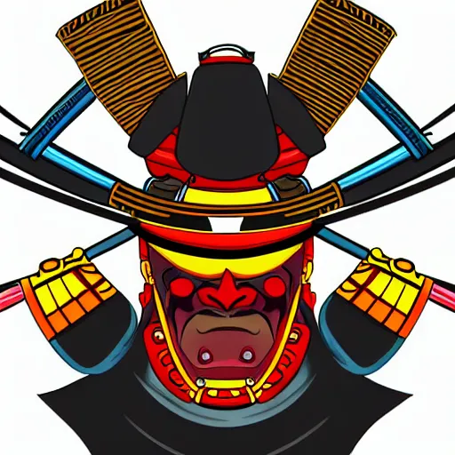 Image similar to samurai fighting, sticker, highly detailed, colorful, illustration, smooth and clean vector curves, no jagged lines, vector art, smooth