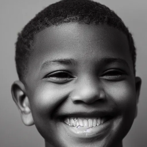 Image similar to photo of a black boy smiling, studio portrait