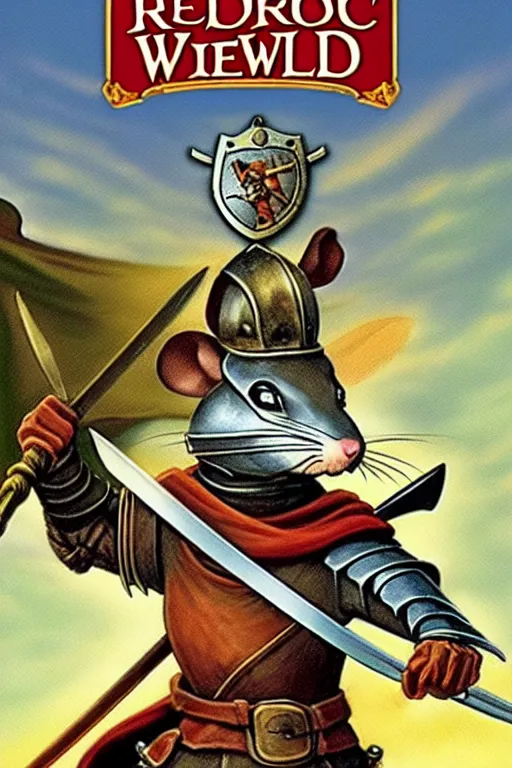 Image similar to a heroic mouse knight with sword and shield, redwall, brian jacques, detailed, epic