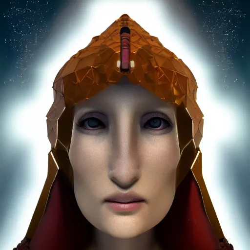 Image similar to portrait of an extraterrestrial creature, looking like a bird, renaissance style, star wars character, volumetric lights, symmetry, headpiece, trending on artstation, sharp focus, leica, studio photo, intricate details, highly detailed