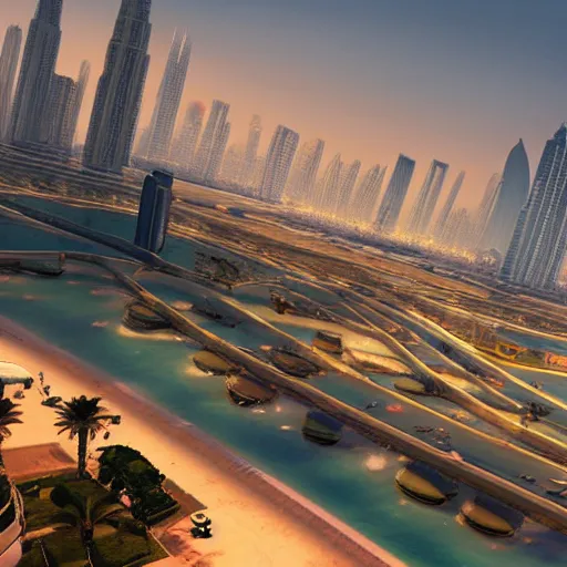 Prompt: gta : dubai, by makoto shinkai