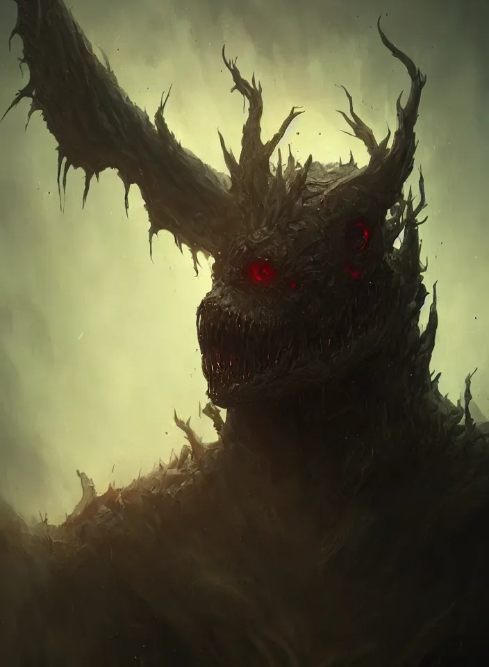 Image similar to a close portrait of a creature invoking fear, art by greg rutkowski, horror setting, dark lighting, matte painting, trending on artstation, very detailed