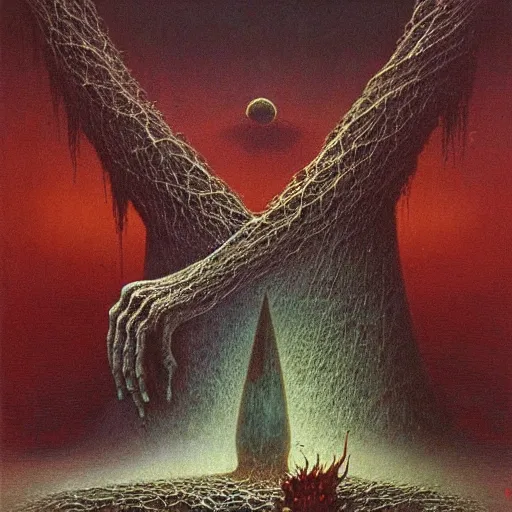 Image similar to zdzislaw beksinski painting of cosmic horror