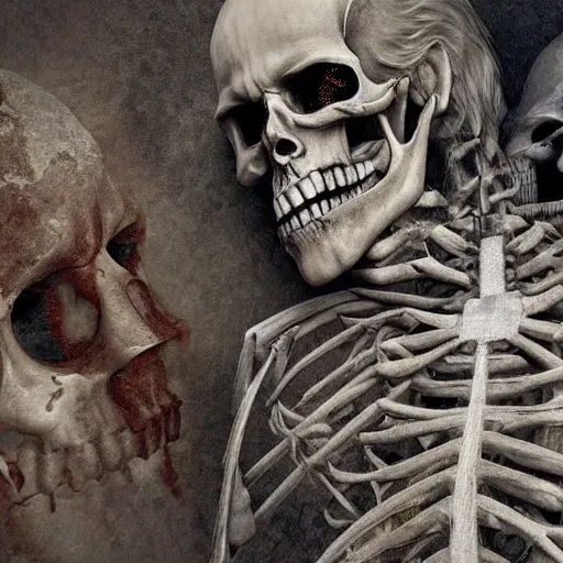 Image similar to biden in dante's inferno painting, skeletons, crosses, dark beauty, rotten gold, closeup faces, extremely detailed, cinema 4 d, unreal engine.