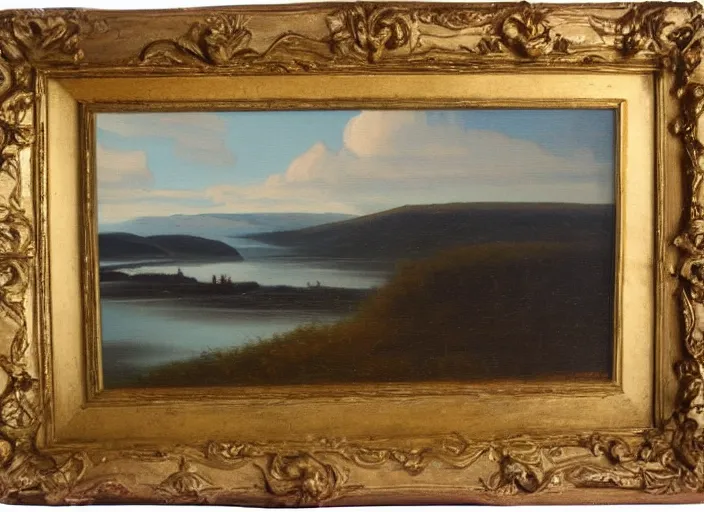 Image similar to hudson bay, canada in the style of hudson river school of art, oil on canvas