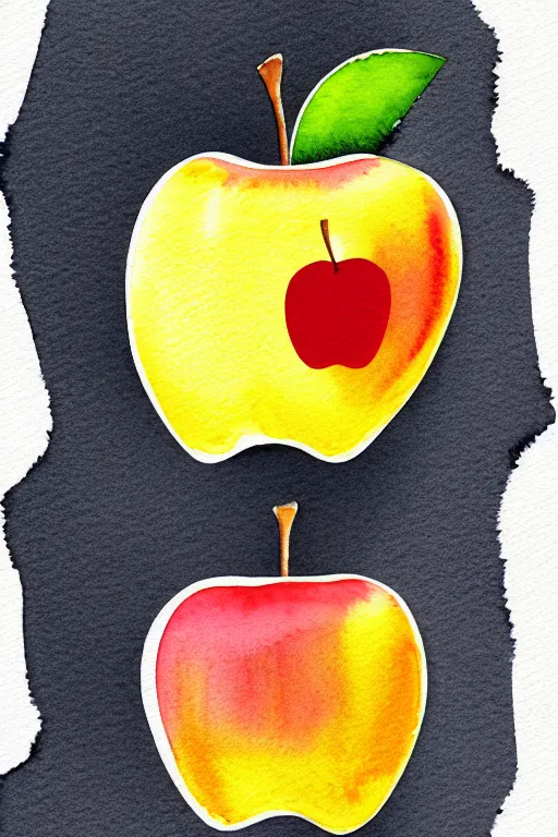 Image similar to minimalist watercolor art of an apple, illustration, vector art