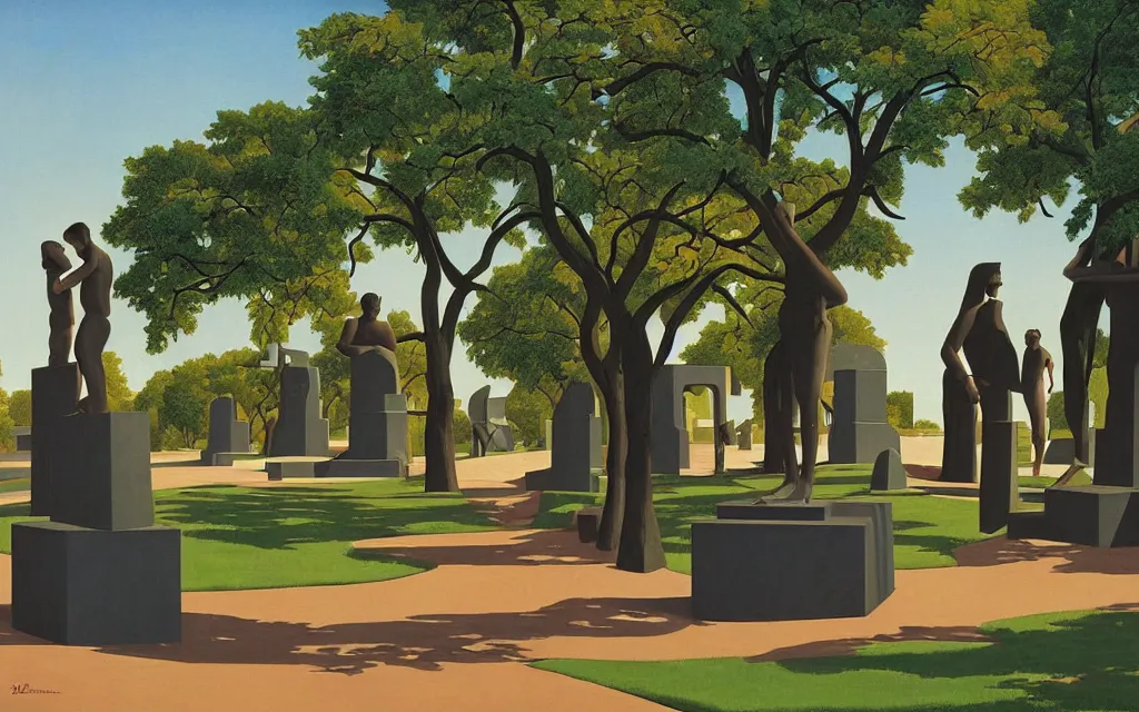 Prompt: the statue park in st. petersburg, by kenton nelson,