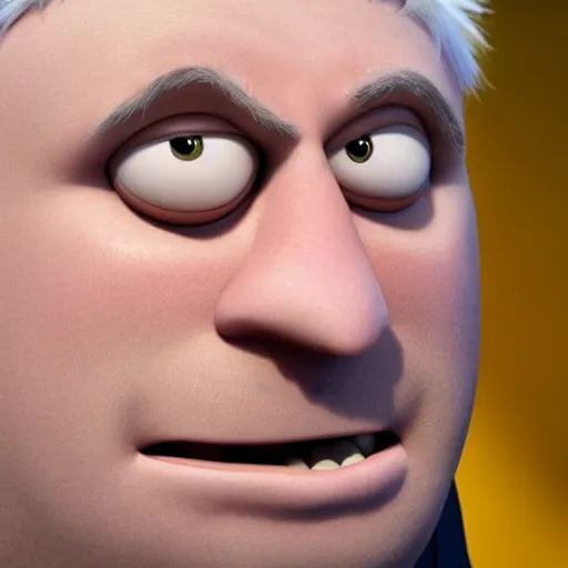 Image similar to Boris Johnson as Gru in Despicable Me, artistic, 8k, octane render, pixar, minions