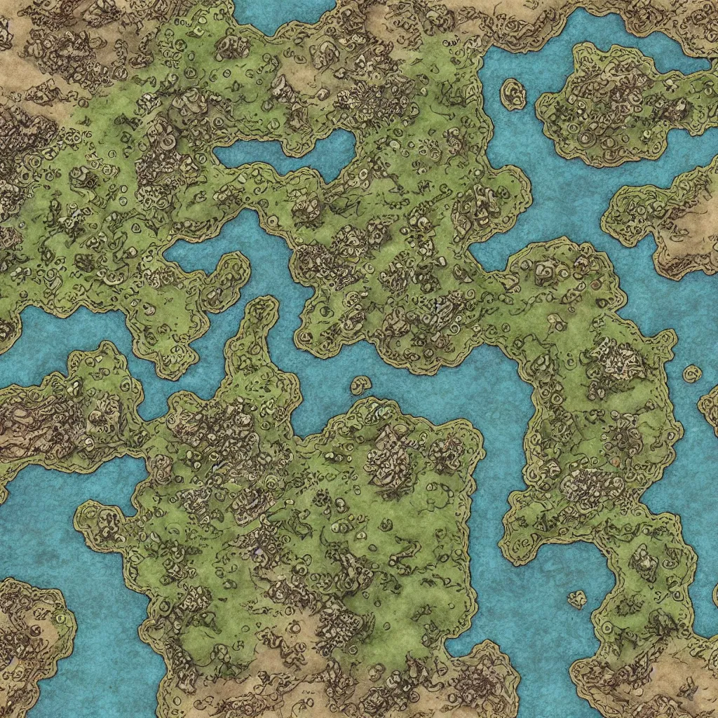 Image similar to detailed fantasy map, cartography, art by devon rue, swllsword maps, critical role, wotc, roll 2 0, dndbeyond, godsfall, fantasy, world, bright, sharp focus, smooth, sharpened