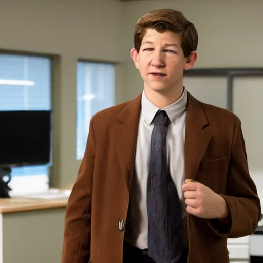 Prompt: Tye Sheridan as Jim Halpert in The Office Remake