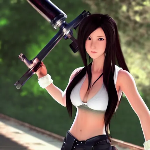 Image similar to aerith gainsborough mixed with tifa lockhart