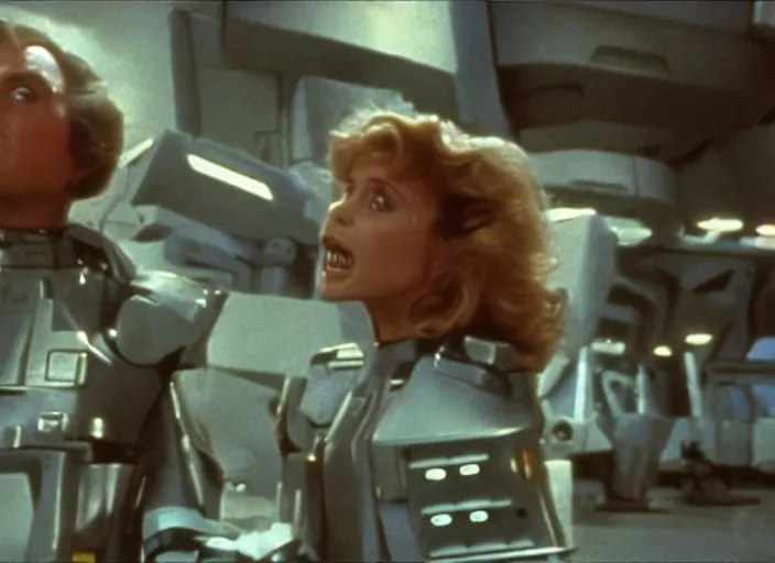 Prompt: still from a 1 9 8 0 s sci - fi movie directed by paul verhoeven and george miller - n 9