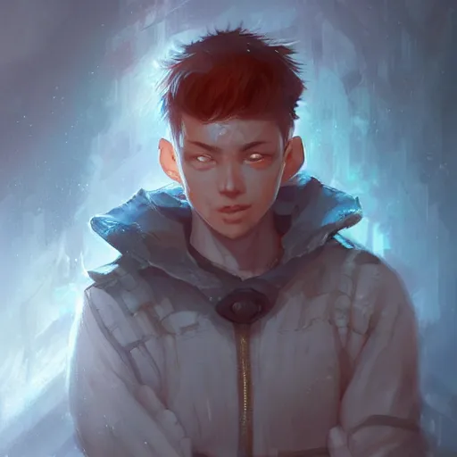 Image similar to Angry boy, glowing eyes, by Stanley Artgerm Lau, WLOP, Rossdraws, James Jean, Andrei Riabovitchev, Marc Simonetti, Yoshitaka Amano, ArtStation, CGSociety,