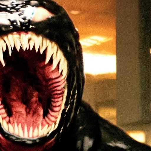 Prompt: Hancock (2008) as Venom (2018), film still, film grain, hd