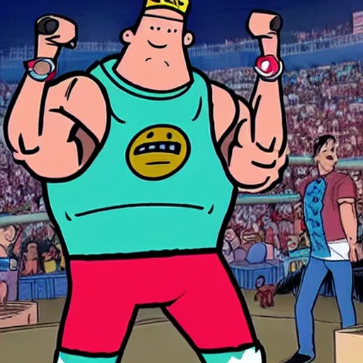 Prompt: captain underpants played by john cena cartoon to real life move adaptation