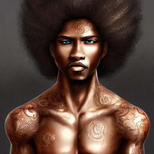 Prompt: ultra realistic illustration of a black guy with an afro, anime, highly detailed, digital art, japanese style, intricate, elegant, deviantart, concept art.