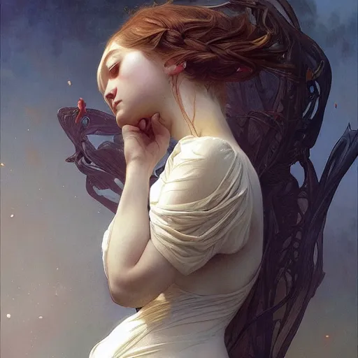 Image similar to larvae, intricate, elegant, highly detailed, digital painting, artstation, concept art, smooth, sharp focus, illustration, art by artgerm and greg rutkowski and alphonse mucha and william - adolphe bouguereau