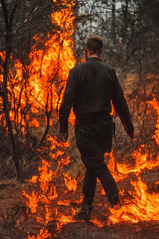 Image similar to A man walking through fire