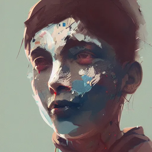 Image similar to blurry painted face, by Ismail Inceoglu, detailed, blurred, muted colors, detailed, illustration, portrait, character, brushstrokes, 4K