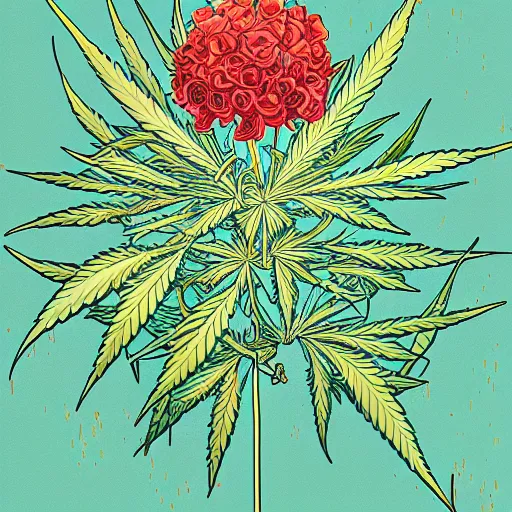 Image similar to cannabis flower artwork by james jean, trending on artstation