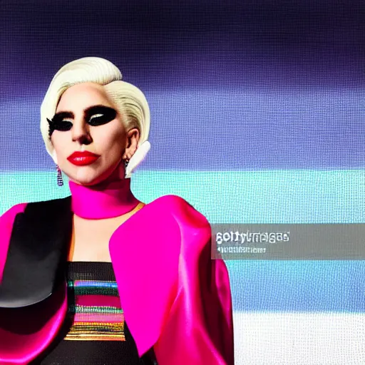 Image similar to Lady Gaga as president, Argentina presidential rally, Argentine flags behind, bokeh, giving a speech, detailed face, Argentina