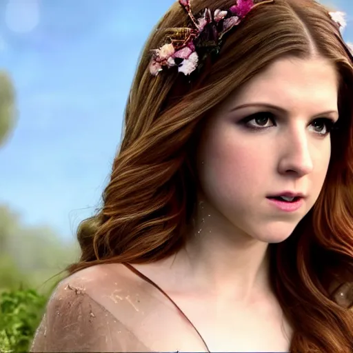 Image similar to anna kendrick as a beautiful fairy, 8 k resolution hyperdetailed photo realistic, extremely high quality and life like