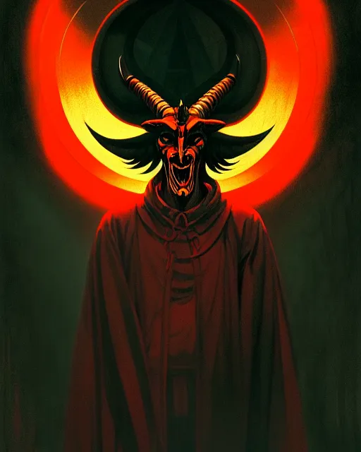 Image similar to baphomet, evil, horror wallpaper aesthetic, portrait, cinematic, dramatic, super detailed and intricate, by koson ohara, by darwyn cooke, by greg rutkowski, by satoshi kon