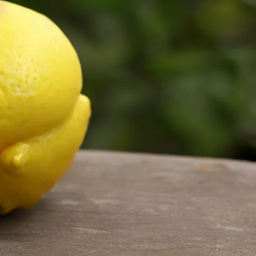 Image similar to a lemon in shape of a human with legs of lemons and round body, arms of lemons, very realistic, high quality, volumetric light