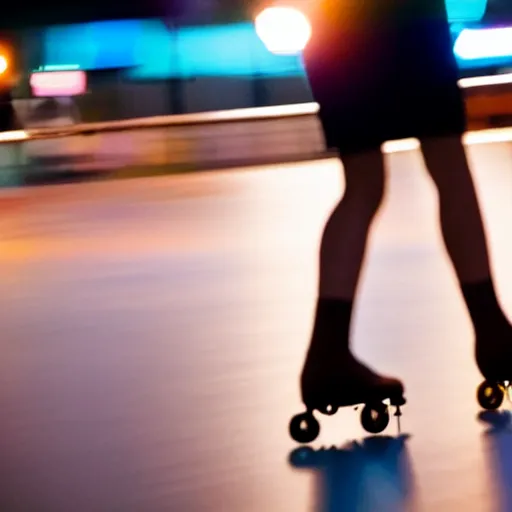 Prompt: a roller skater in a cinematic closeup. in santa monica at blue hour. canon eos c 3 0 0, ƒ 1. 8, 2 0 0 mm. 8 k. inspired by roger deakins cinematography