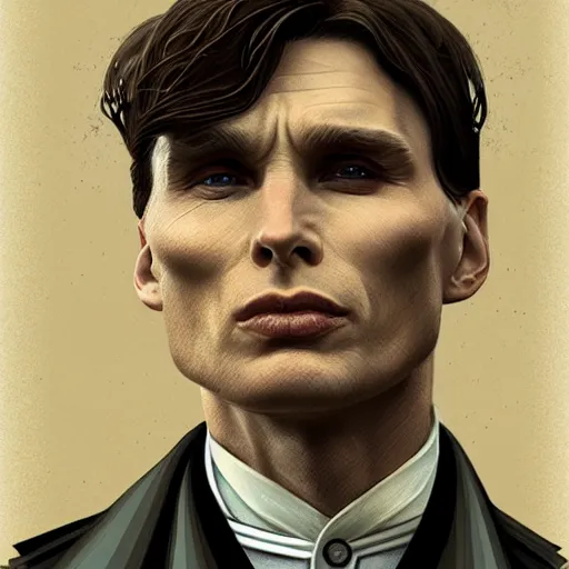 Prompt: a portrait of cillian murphy as tommy shelby, atlantis background, highly detailed, realistic face, digital art, epic, fantasy, in the style of Ian Spriggs, sharp, artstation