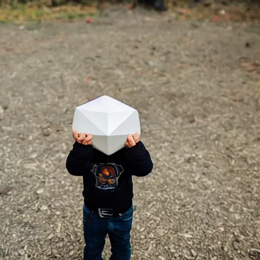 Prompt: a child holding a giant diamond EOS-1D, f/1.4, ISO 200, 1/160s, 8K, RAW, unedited, symmetrical balance, in-frame