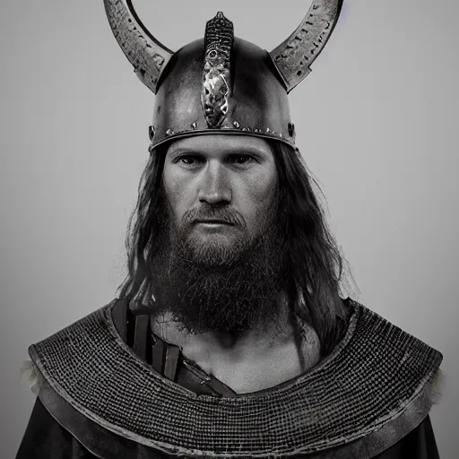 Prompt: a Viking warrior portrait, half frame