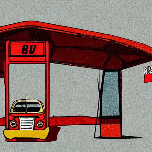 Prompt: soviet bus stop, in the style of daniel johnston and outsider art, 8k, line brush, overlaid with soviet adverts