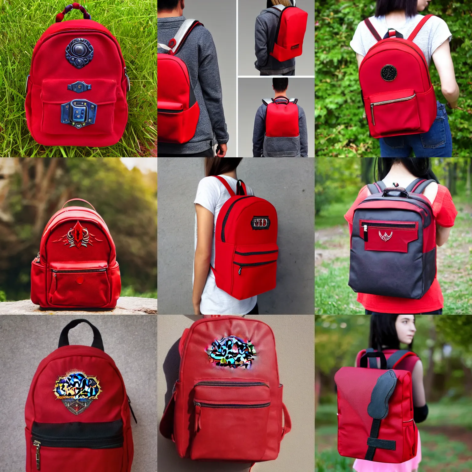 Prompt: red backpack, in the style of World of Warcraft