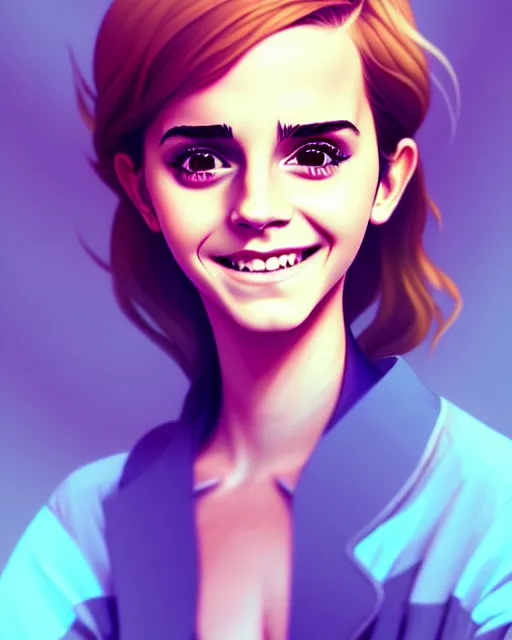 Image similar to beautiful full body Emma Watson smiling, art by lois van baarle and loish and ross tran and rossdraws and sam yang and samdoesarts and artgerm, digital art, highly detailed, intricate, sharp focus, Trending on Artstation HQ, deviantart, unreal engine 5, 4K UHD image