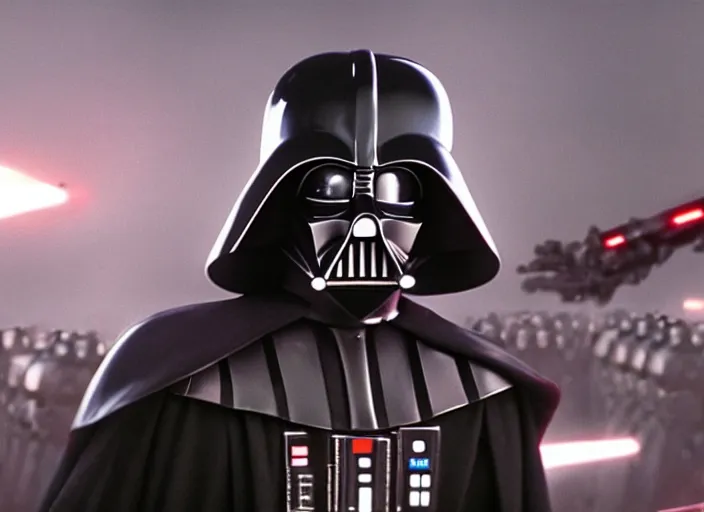 Image similar to film still of Darth Vader conducting and orchestra in the new Star Wars movie, 4k