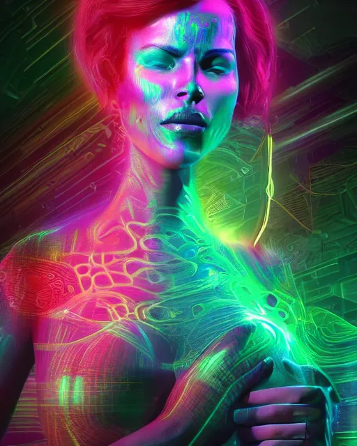 a powerful energy psychedelic matrix latin woman, by | Stable Diffusion ...