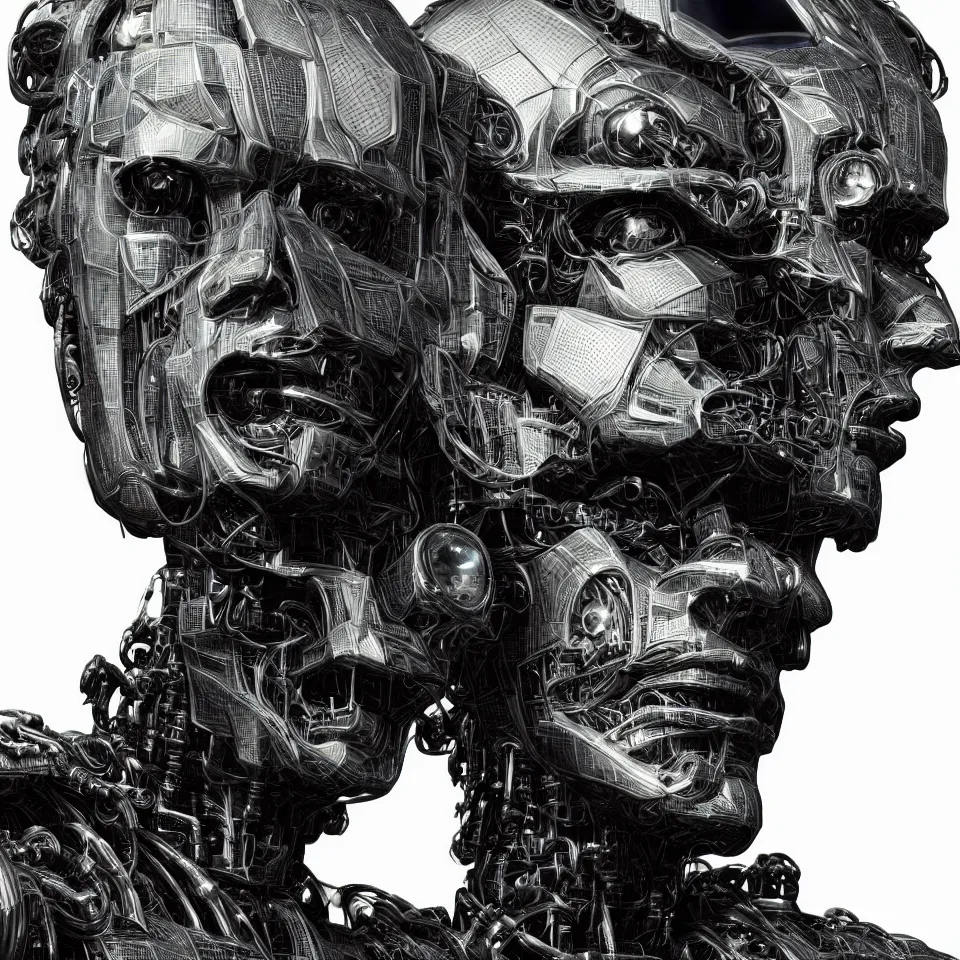 Image similar to hyperrealistic mixed media portrait of a Robot of Roland Busch forward angle, stunning 3d render inspired art by P. Craig Russell and Barry Windsor-Smith + perfect facial symmetry + dim volumetric lighting, 8k octane beautifully detailed render, post-processing, extremely hyperdetailed, intricate futuristic mechanic parts, epic composition, grim yet sparkling atmosphere, cinematic lighting + masterpiece, trending on artstation