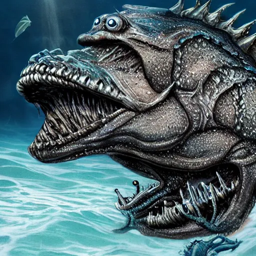 Prompt: sea monster from the deep dark sea, thalassophobia, realistic, highly detailed