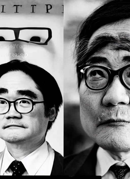 Prompt: satoru iwata as an old man by jatenipat ketpradit and annie leibovitz and steve mccurry and richard avedon, award winning photo, portrait, black and white, emotional