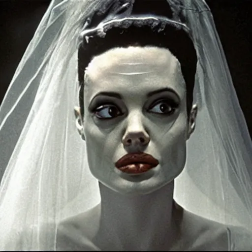 Image similar to Angelina Jolie as the Bride of Frankenstein