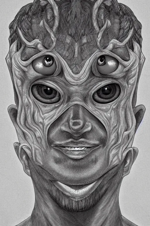 Image similar to portrait of man with seven eyes | digital painting | highly detailed | fantasy