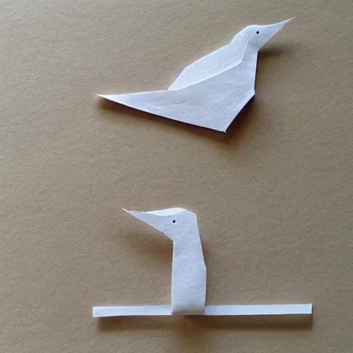 Image similar to minimaliatic bird, application made of handmade paper,