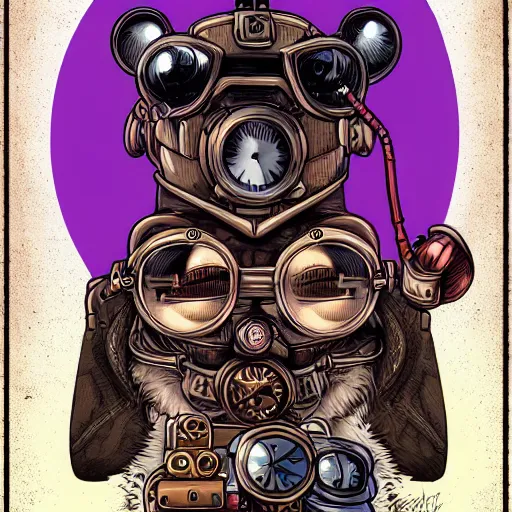 Image similar to a rat with steampunk googles, by dan Mumford